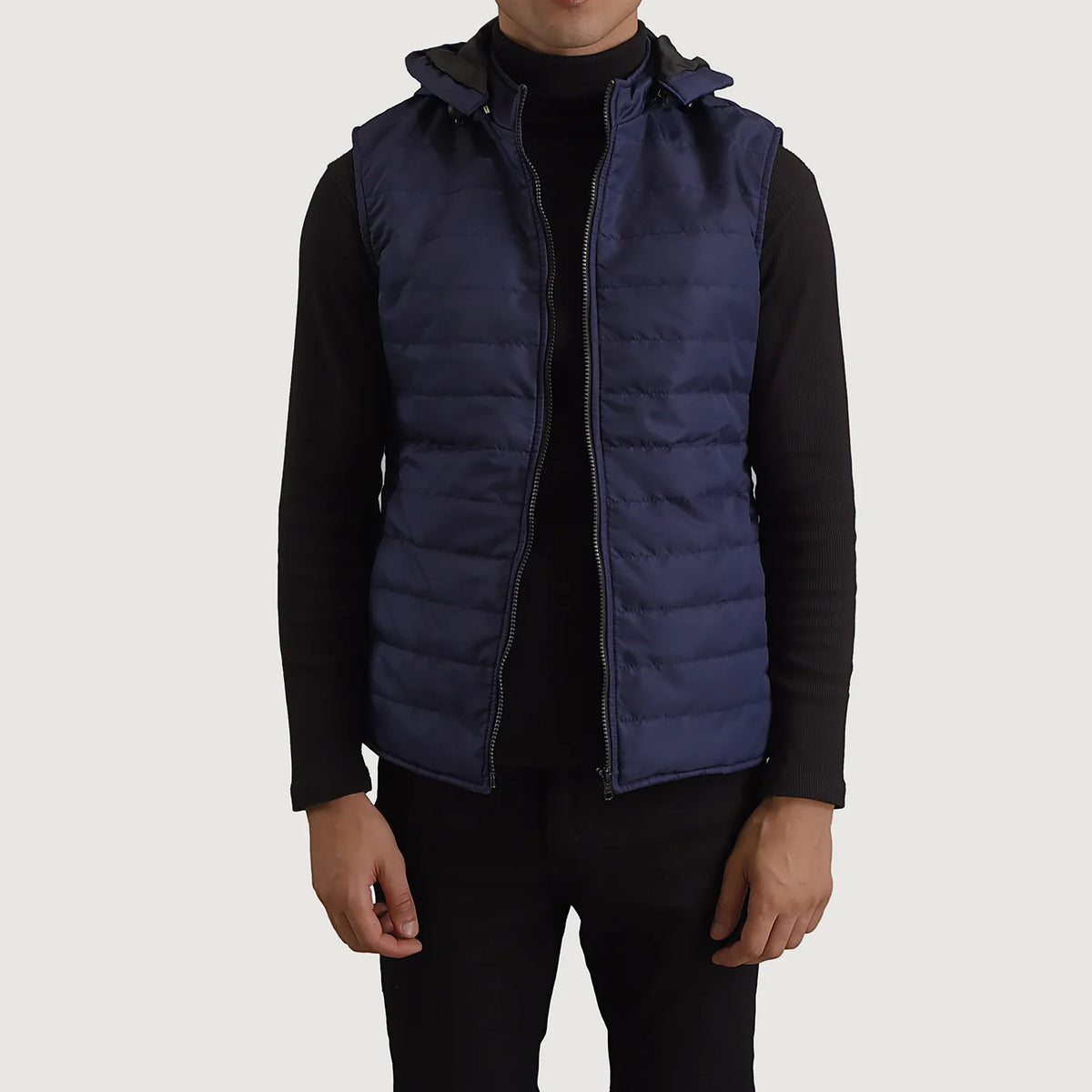 Carlo Blue Hooded Puffer Vest For Men