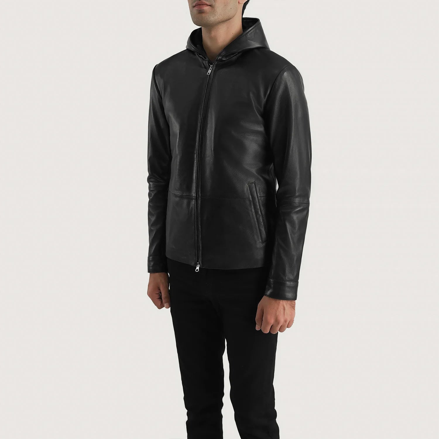 Men's Andy Matte Black Hooded Leather Jacket – The Jacket Maker