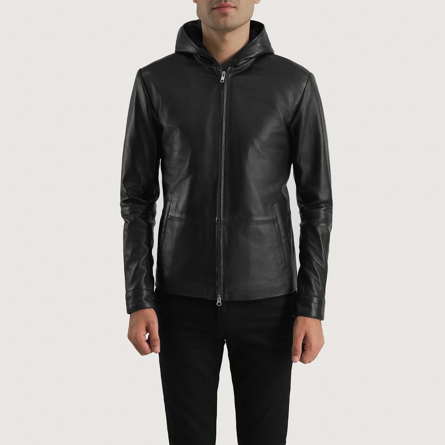 Men's Andy Matte Black Hooded Leather Jacket – The Jacket Maker