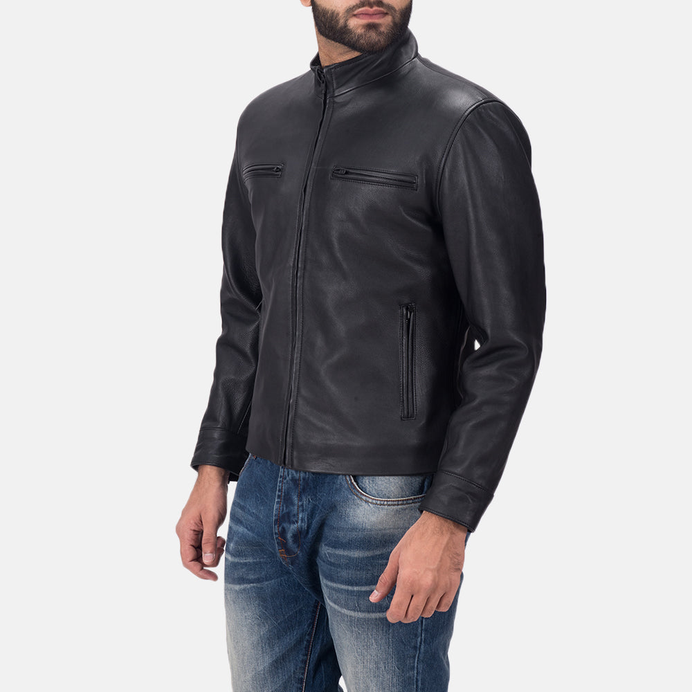 Men's Austere Matte Black Leather Biker Jacket – The Jacket Maker