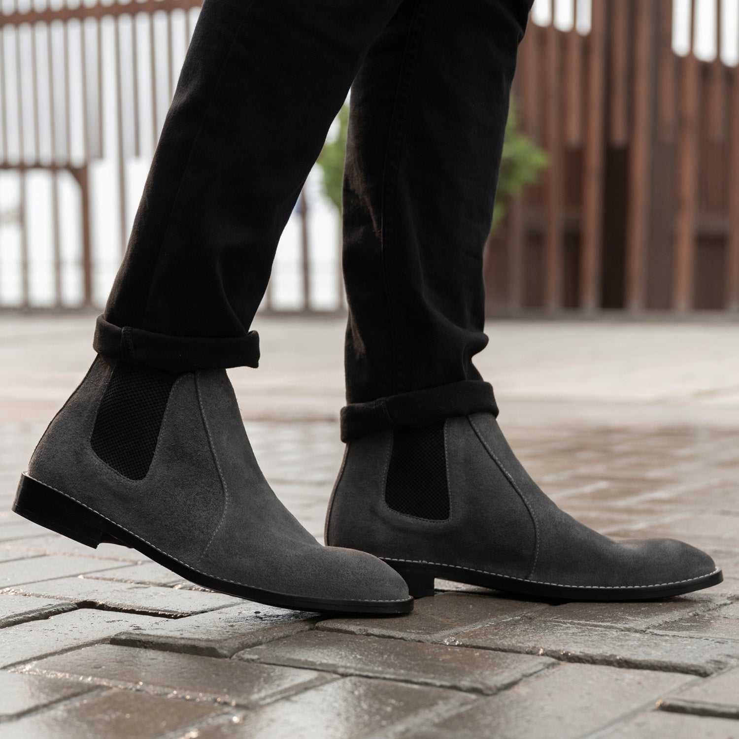 Clarkson Chelsea Grey Suede Leather Boots StudGuard For Men  display picture 3