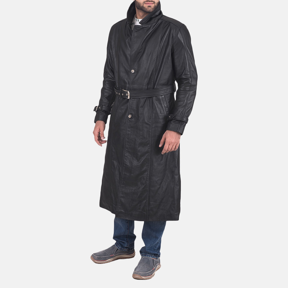 Leather trench men clearance