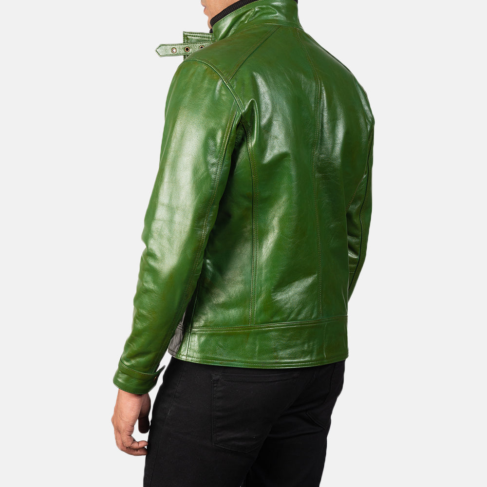 Men's Darren Distressed Green Leather Biker Jacket – The Jacket Maker