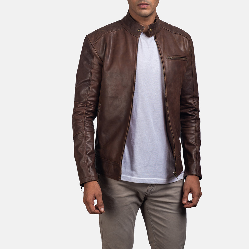 Men's Dean Brown Leather Biker Jacket – The Jacket Maker