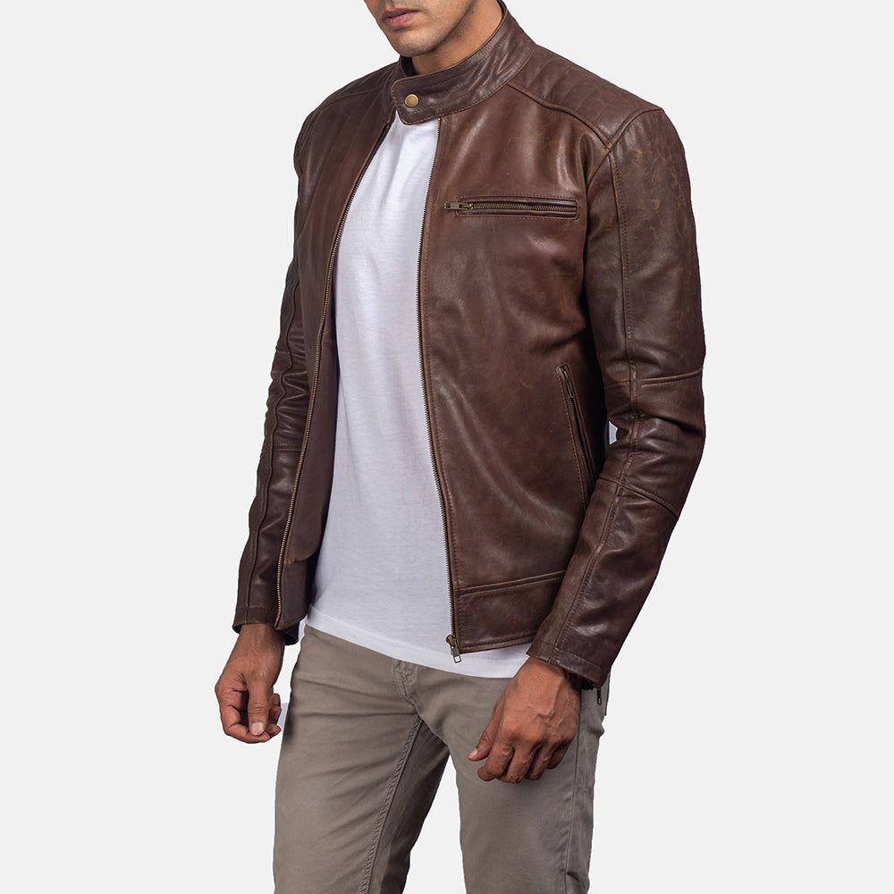 Men's Dean Brown Leather Biker Jacket – The Jacket Maker