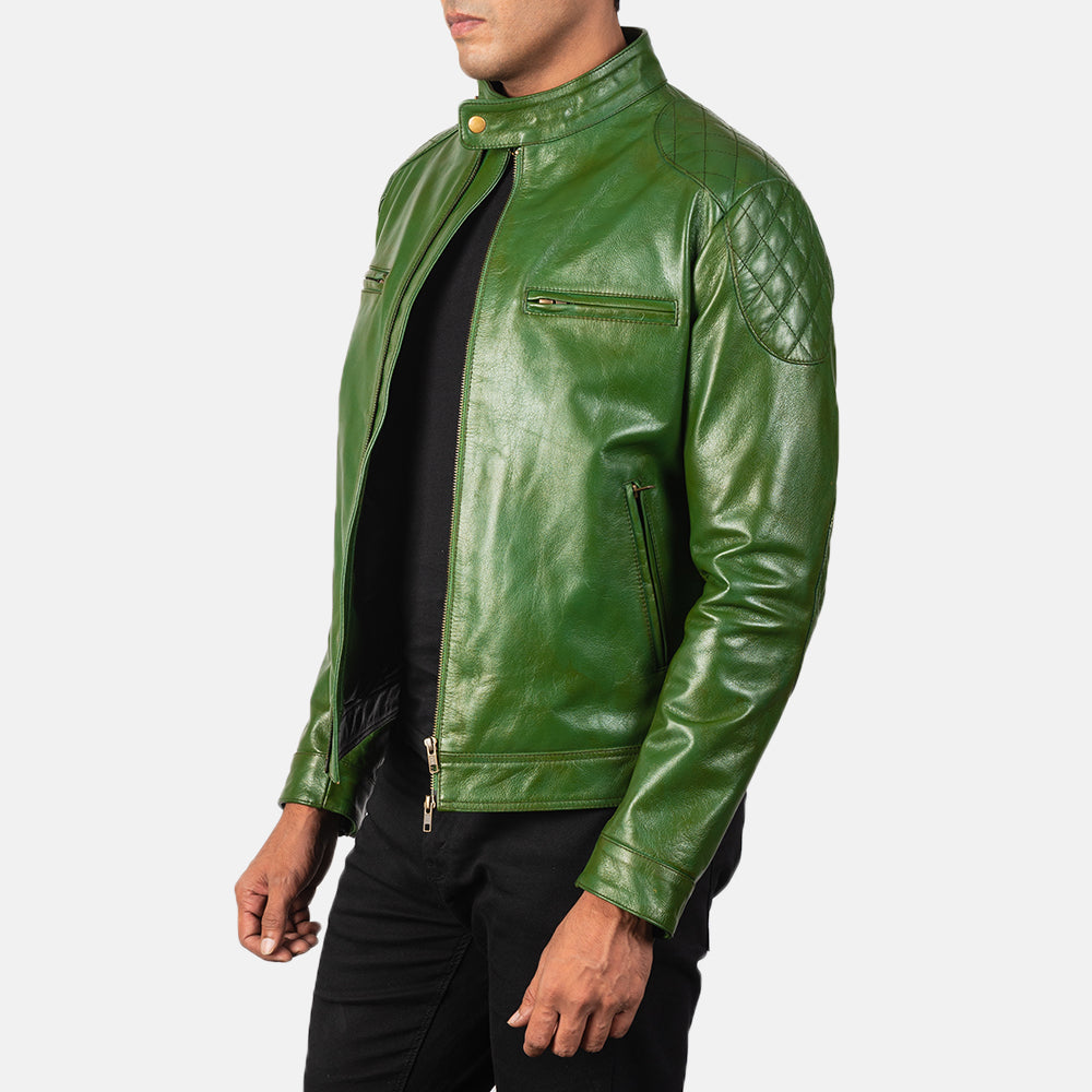 ジャケット・アウター 70s Leather Jacket Green Men's Gatsby Green Leather Biker Jacket – The Jacket Maker