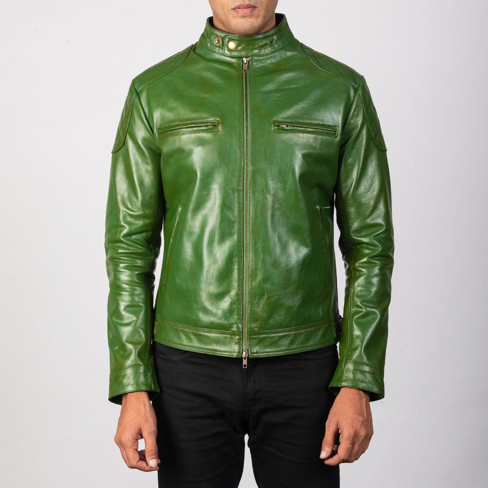 Men's Gatsby Green Leather Biker Jacket – The Jacket Maker
