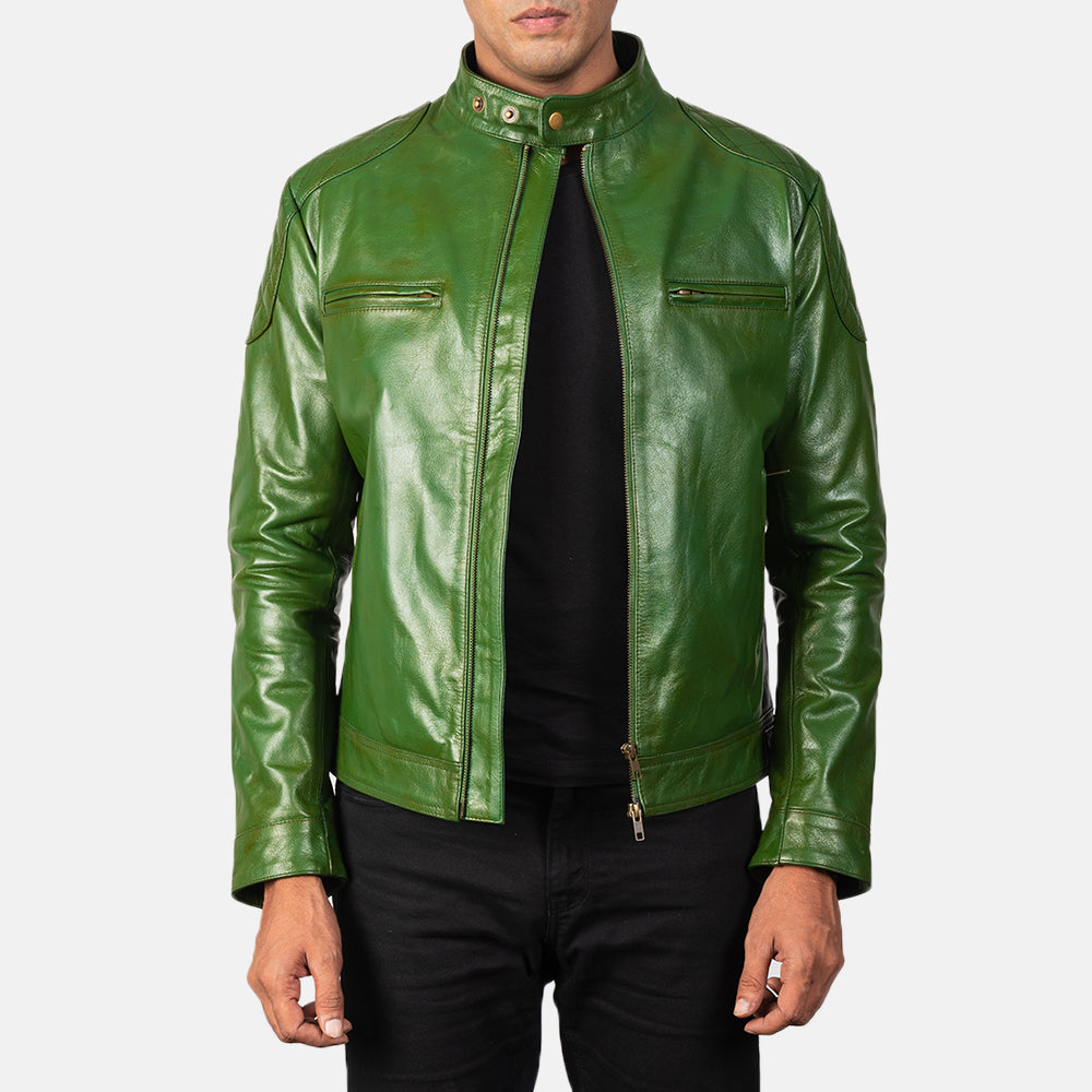 ジャケット・アウター 70s Leather Jacket Green Men's Gatsby Green Leather Biker Jacket – The Jacket Maker