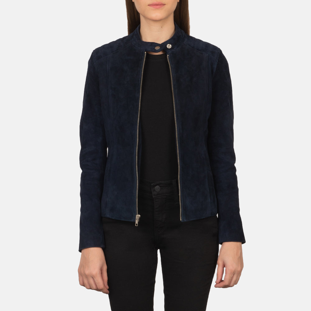 Blue suede coat women's cheap