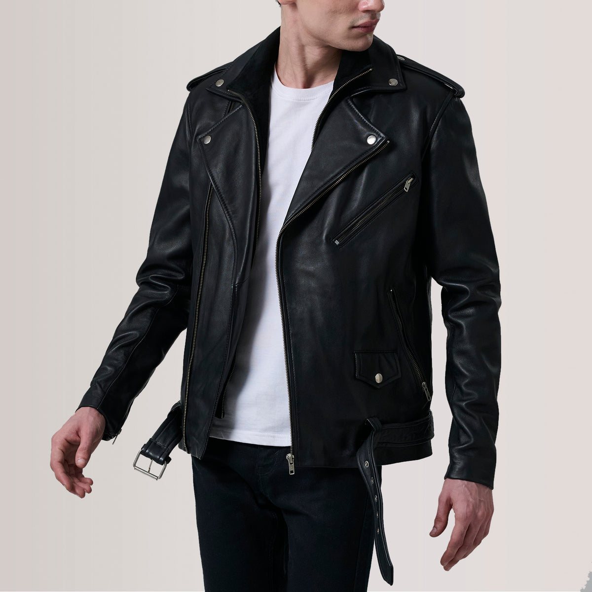 ジャケット・アウター double leather riders jacket Kole Black Leather Double Rider Jacket For Men -The Jacket Maker