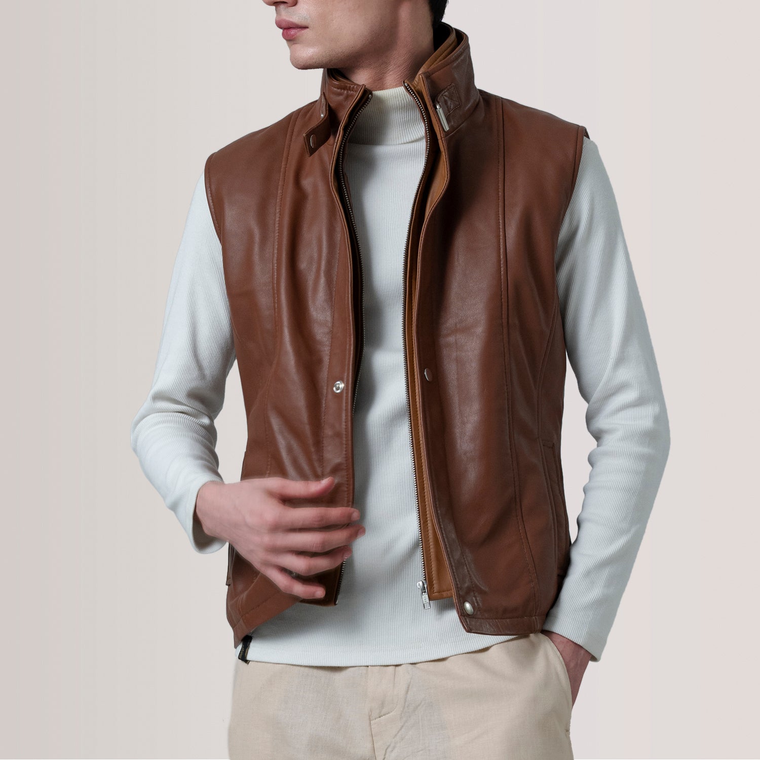 Men's Brown Leather Vests - Buy Brown Leather Vests For Men in