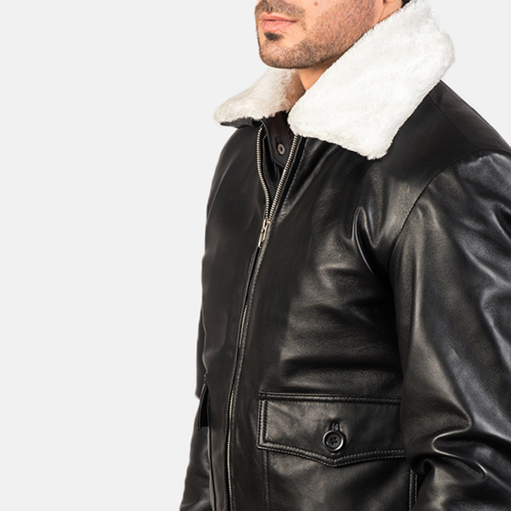 Men's Airin G-1 Black & White Leather Bomber Jacket – The Jacket Maker
