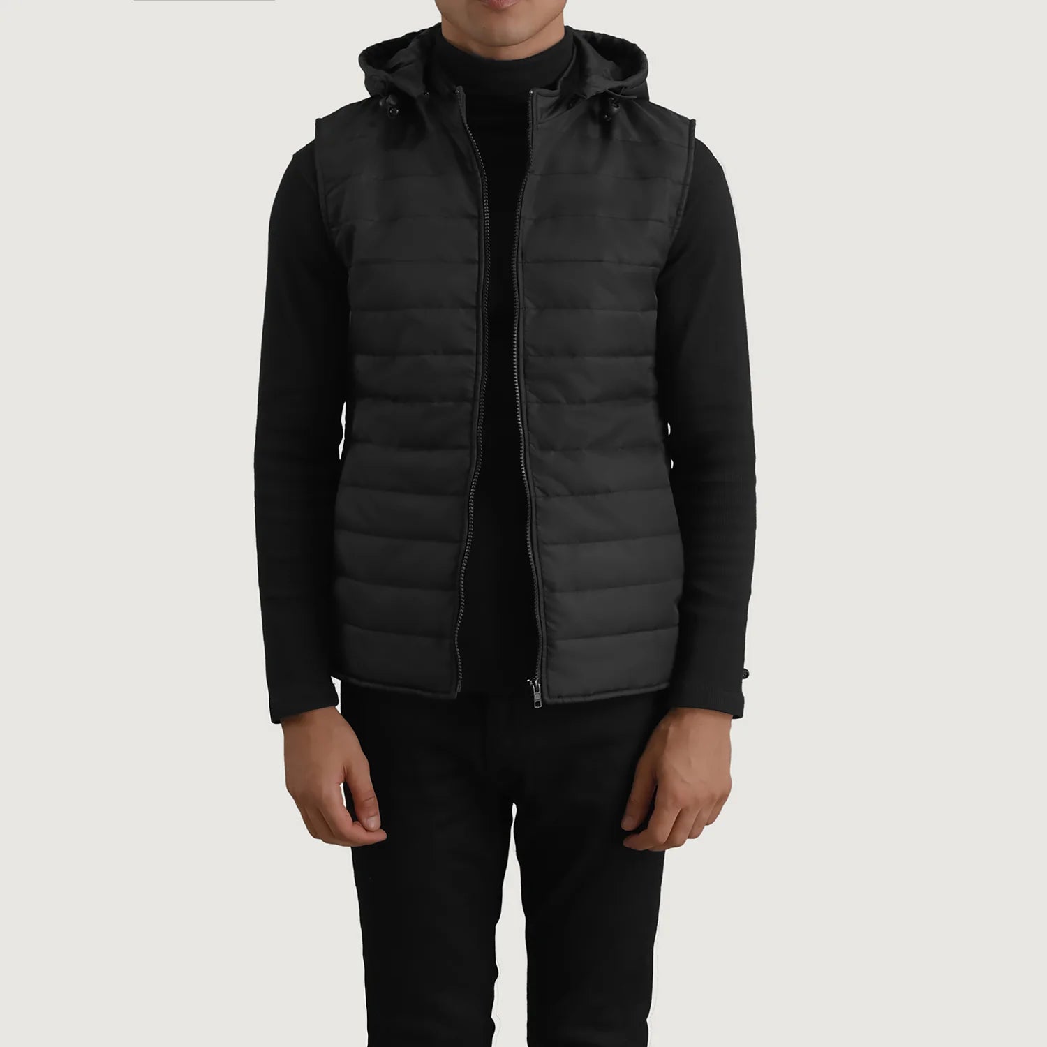 Black hooded vest mens cheap