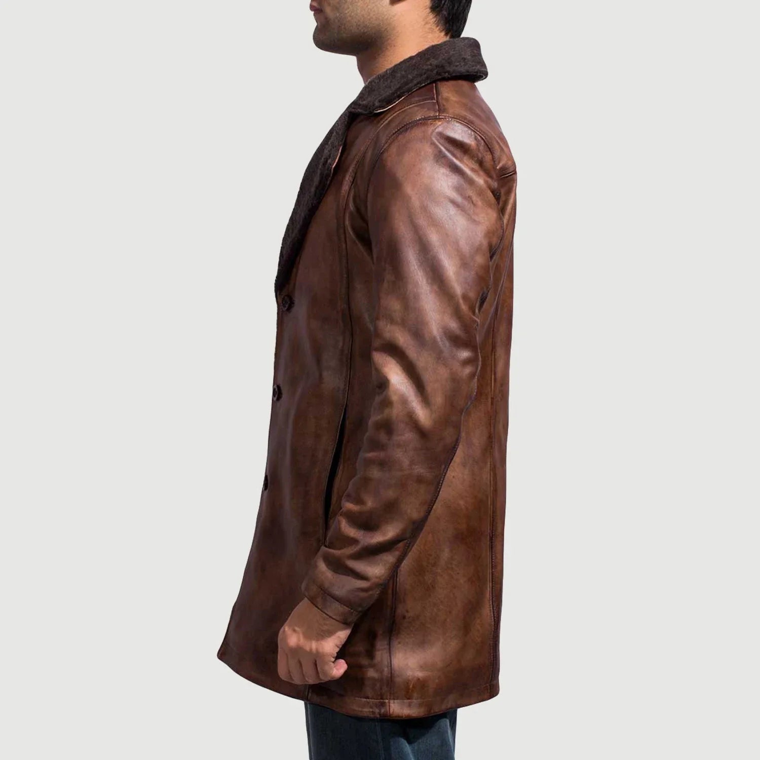 Men's Cinnamon Distressed Leather Fur Coat – The Jacket Maker