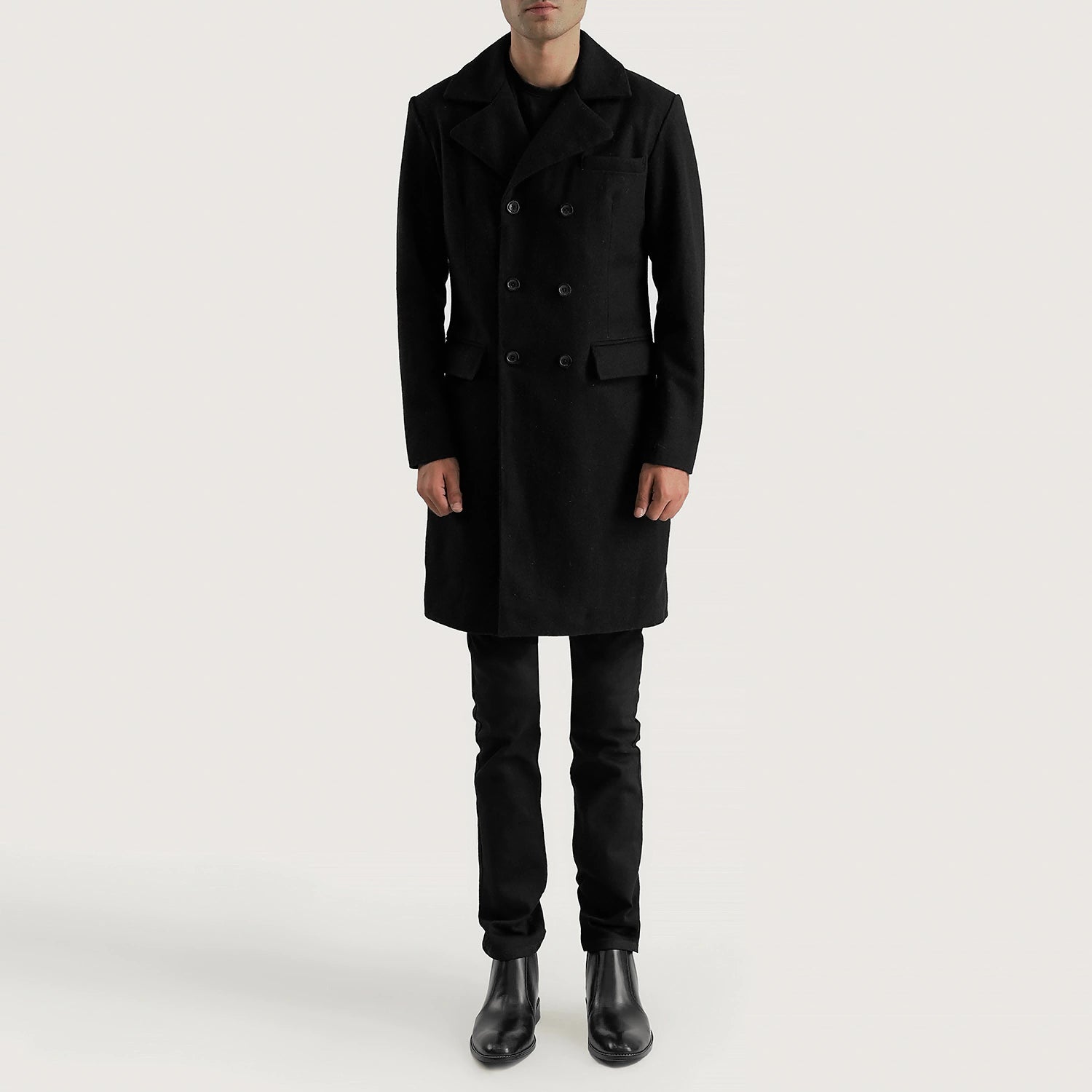 Men's Claud Black Wool Double Breasted Coat – The Jacket Maker