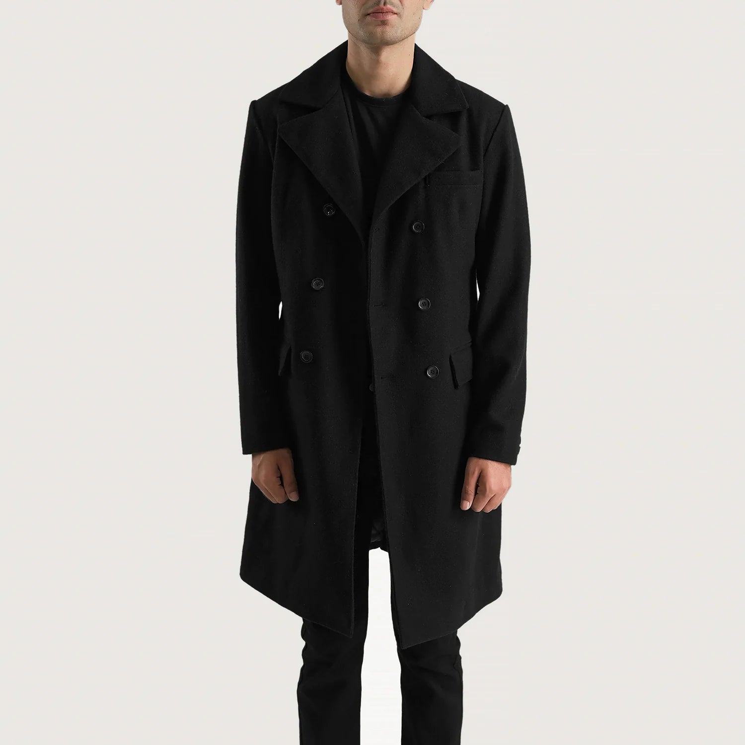 Men's Claud Black Wool Double Breasted Coat – The Jacket Maker