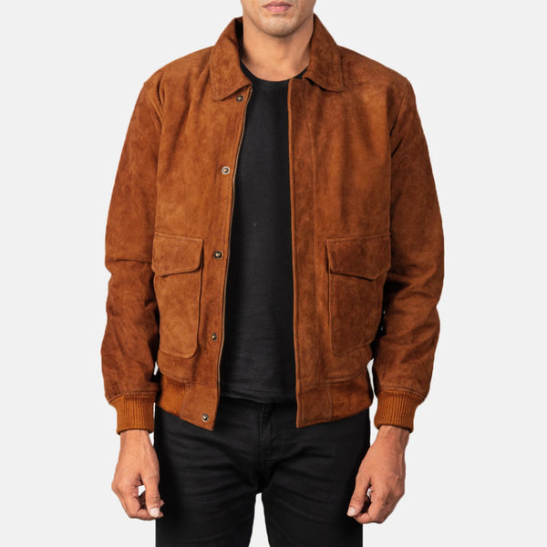 Men's Coffmen Brown Suede A2 Bomber Jacket – The Jacket Maker