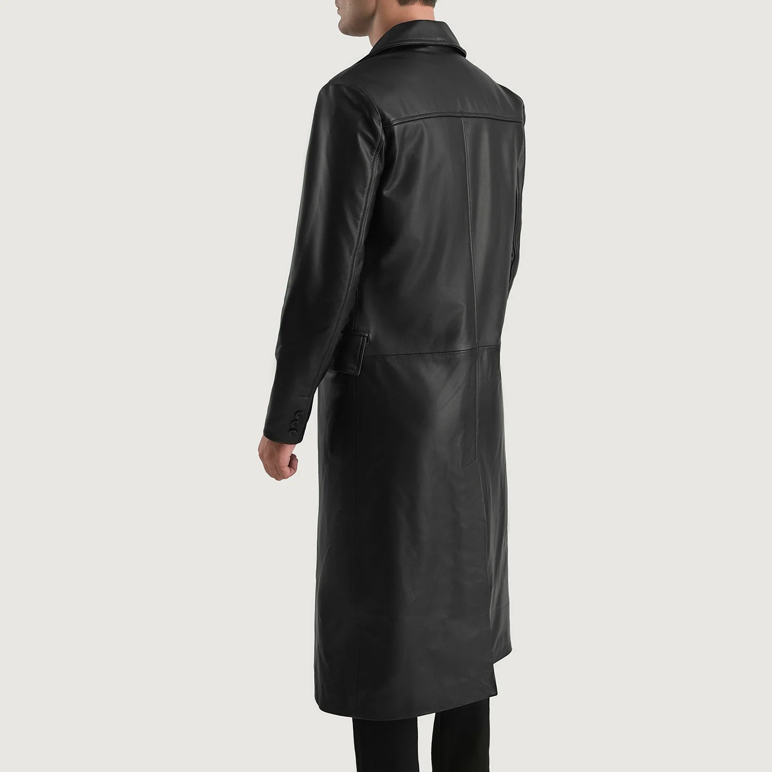 Delmar Black Leather Double Breasted Coat For Men – The Jacket Maker