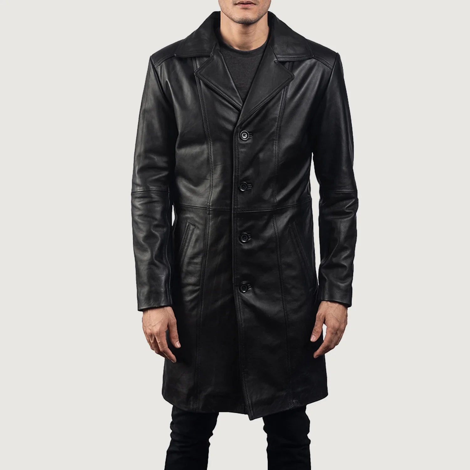 Men's Don Long Black Leather Coat – The Jacket Maker