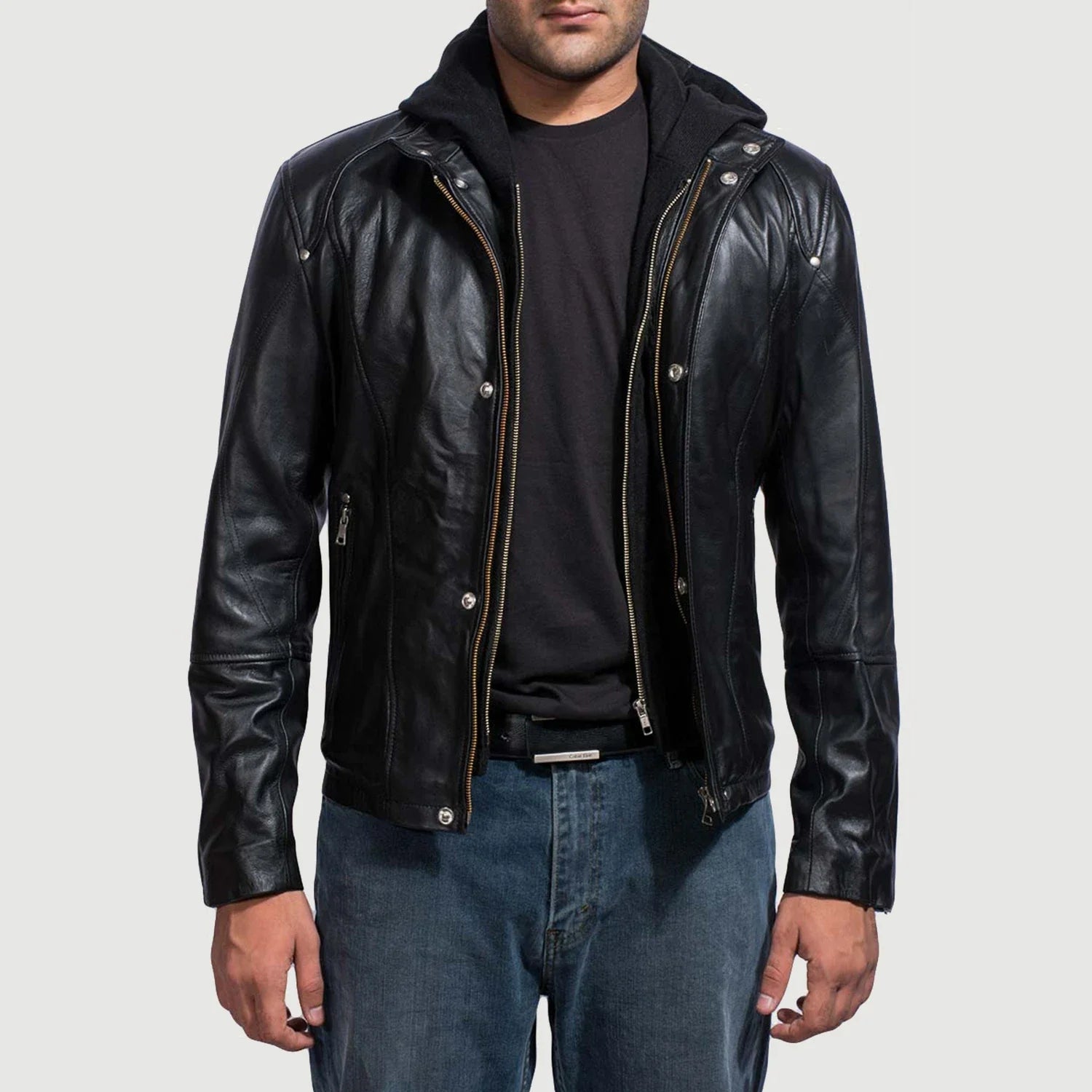Black leather jacket price discount