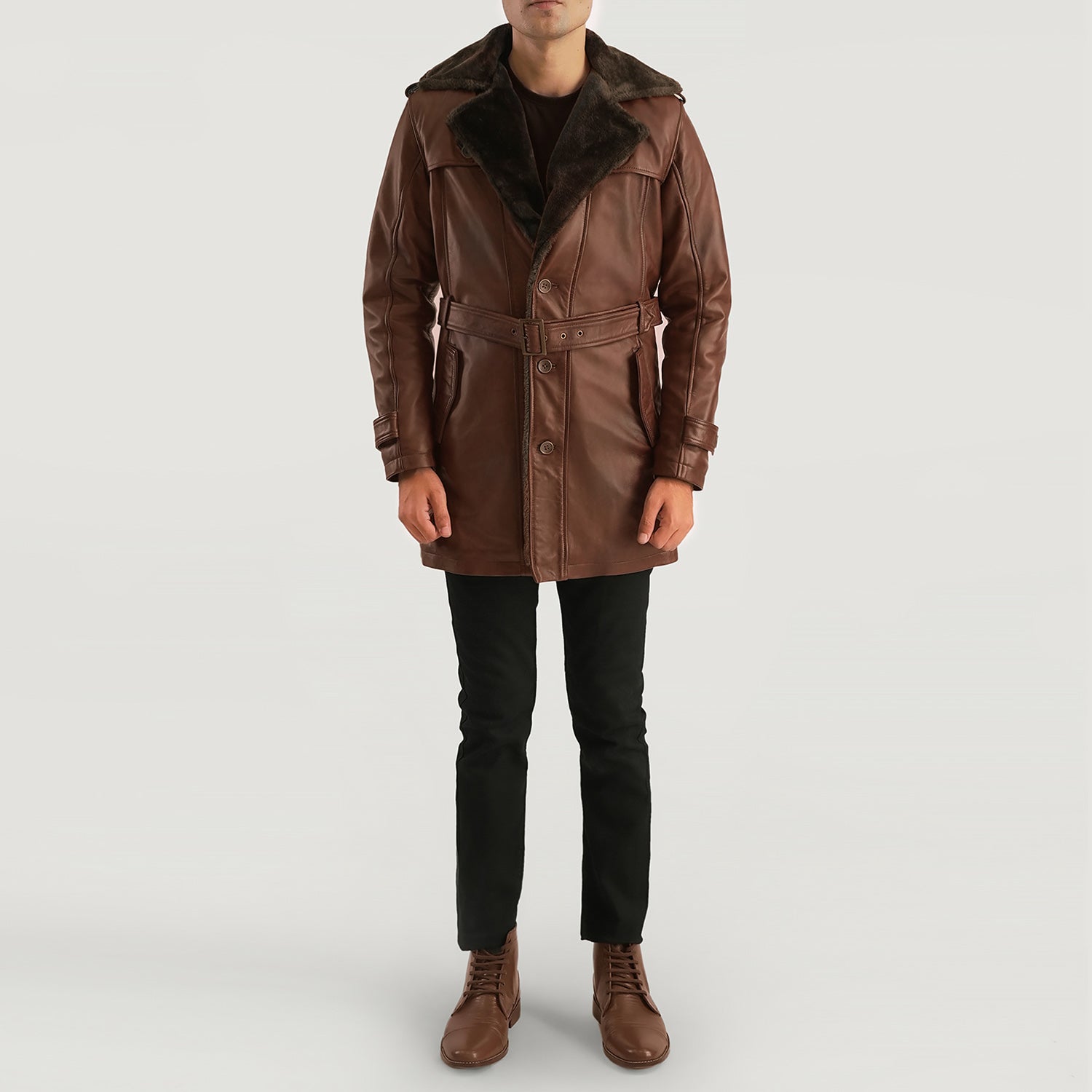 Men's Hunter Distressed Brown Fur Leather Coat – The Jacket Maker