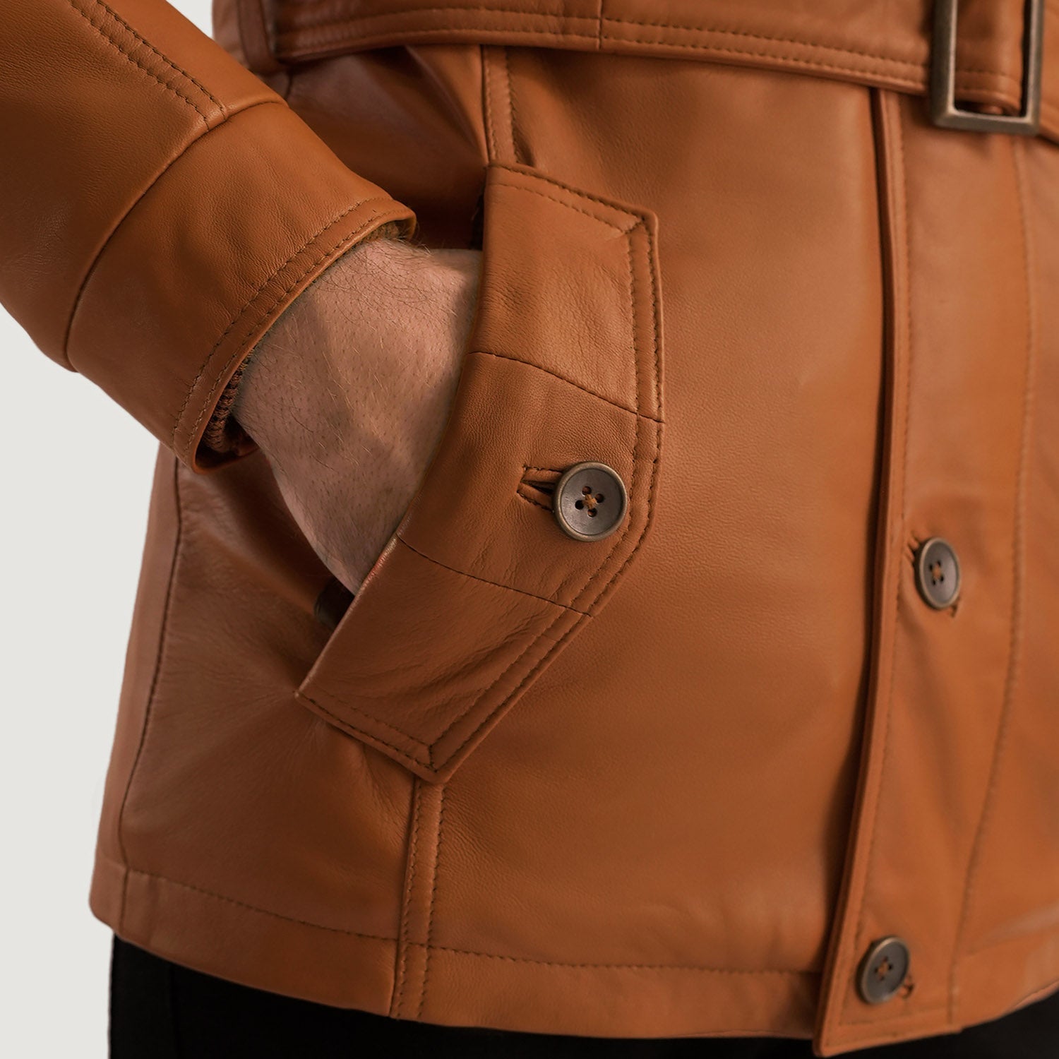 Men's Hunter Tan Brown Fur Leather Jacket – The Jacket Maker