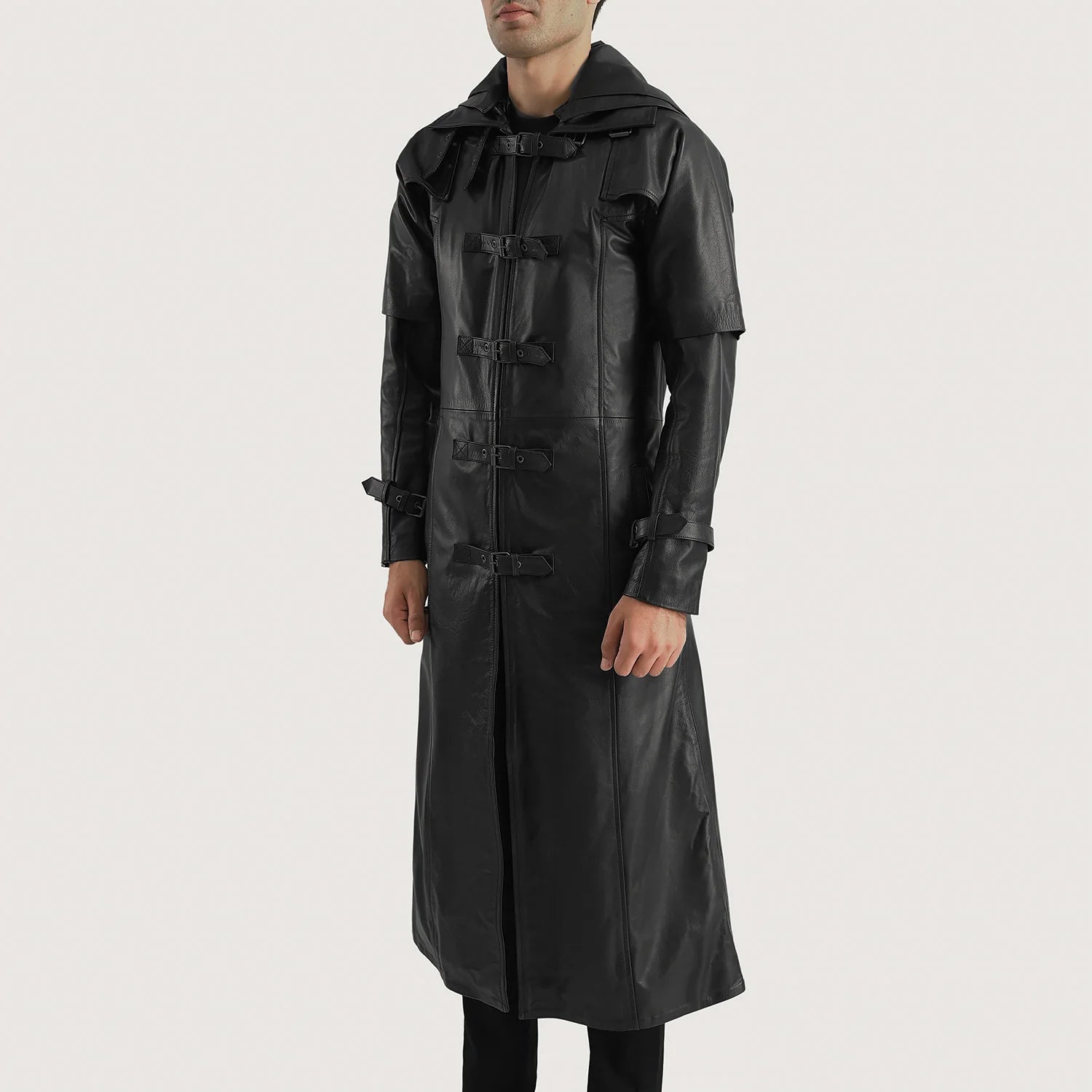 Huntsman Black Hooded Leather Trench Coat For Men The Jacket Maker