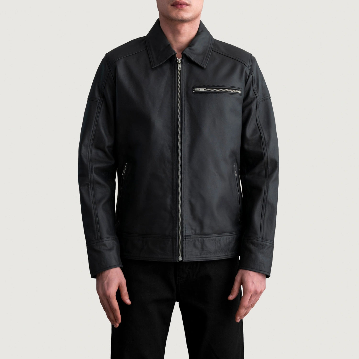 Lavendard Matte Black Leather Biker Jacket For Men – The Jacket Maker