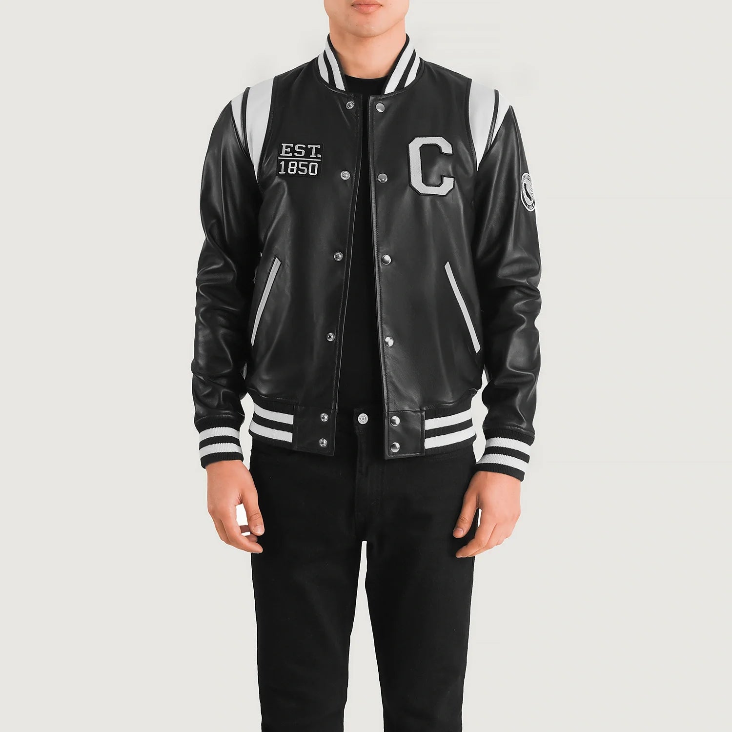 Liberte California Black Leather Varsity Jacket For Men – The
