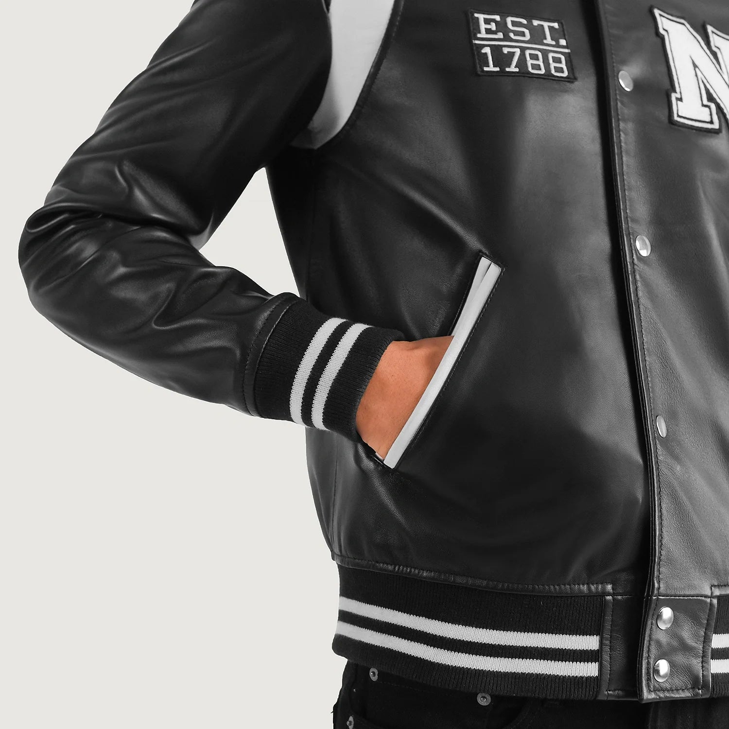 Liberte New York Black Leather Varsity Jacket For Men – The Jacket