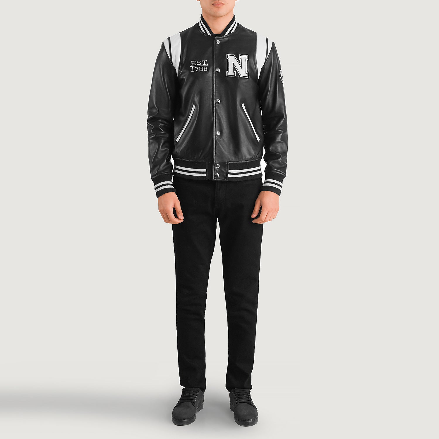 Liberte New York Black Leather Varsity Jacket For Men – The Jacket