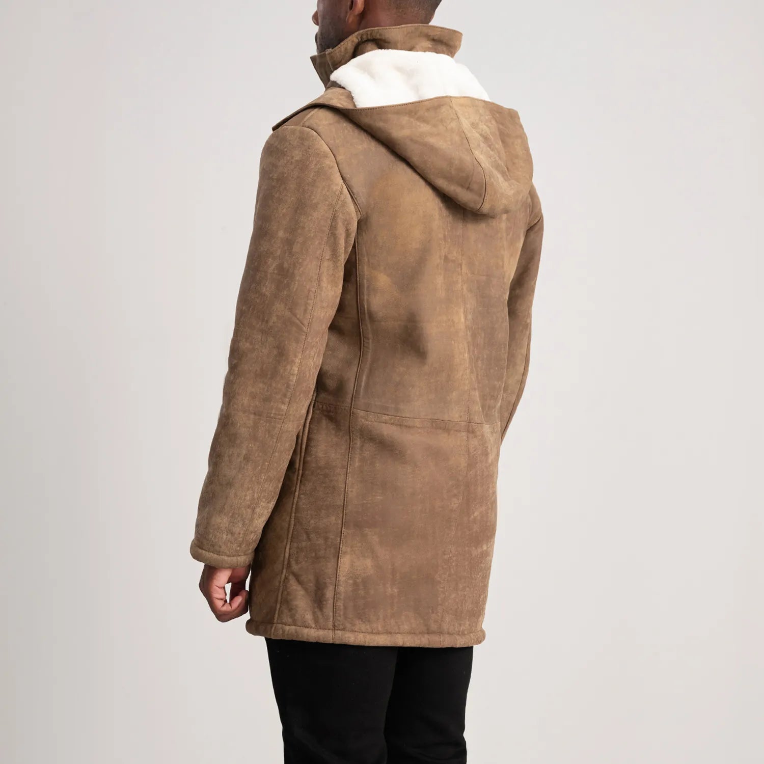Nolan Distressed Brown Leather Duffle Coat - The Jacket Maker