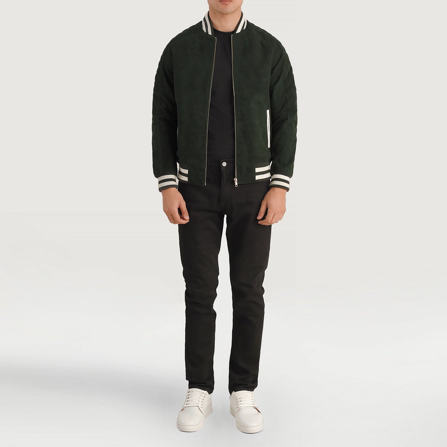 Pascal Green Suede Varsity Jacket For Men The Jacket Maker