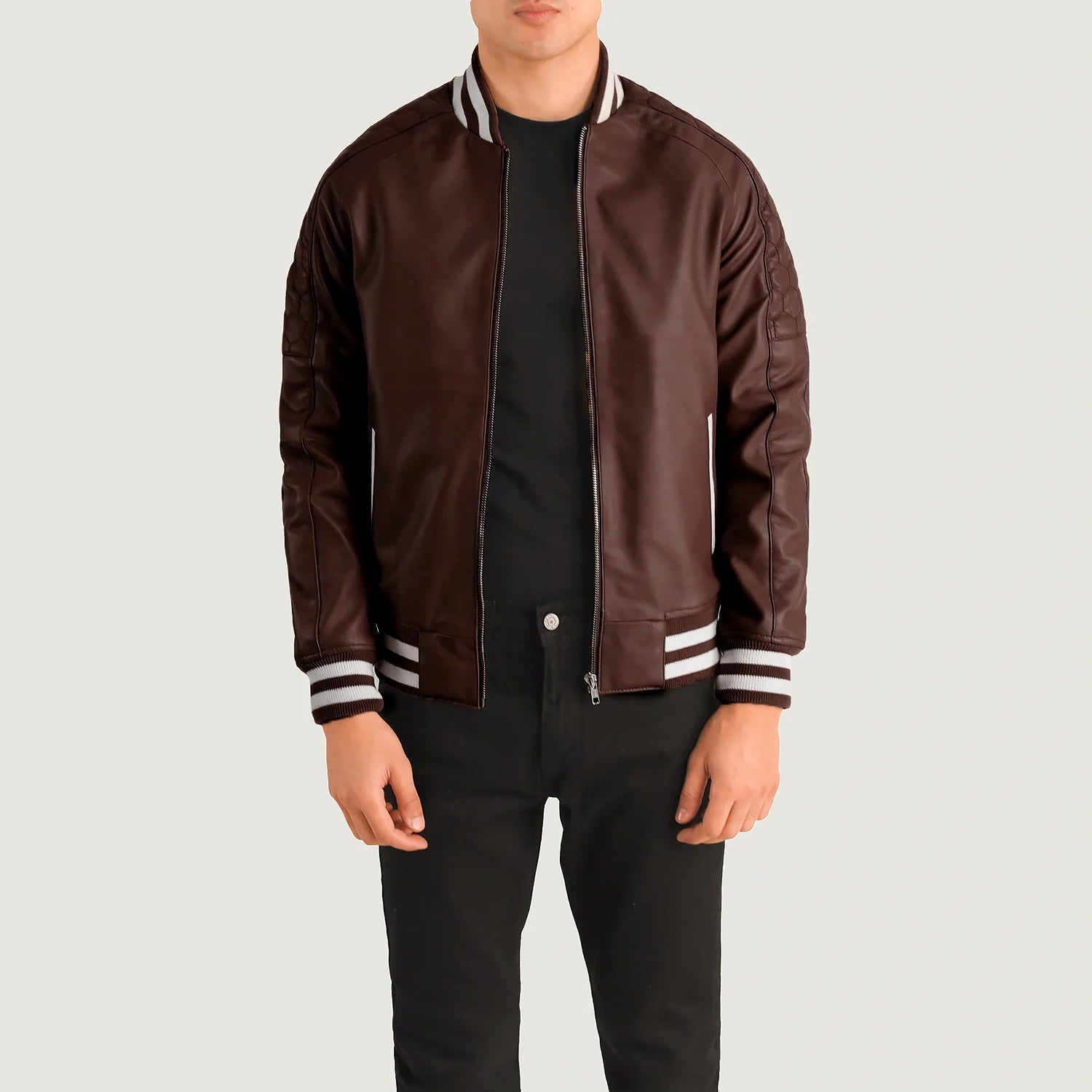 Pascal Maroon Leather Varsity Jacket For Men The Jacket Maker