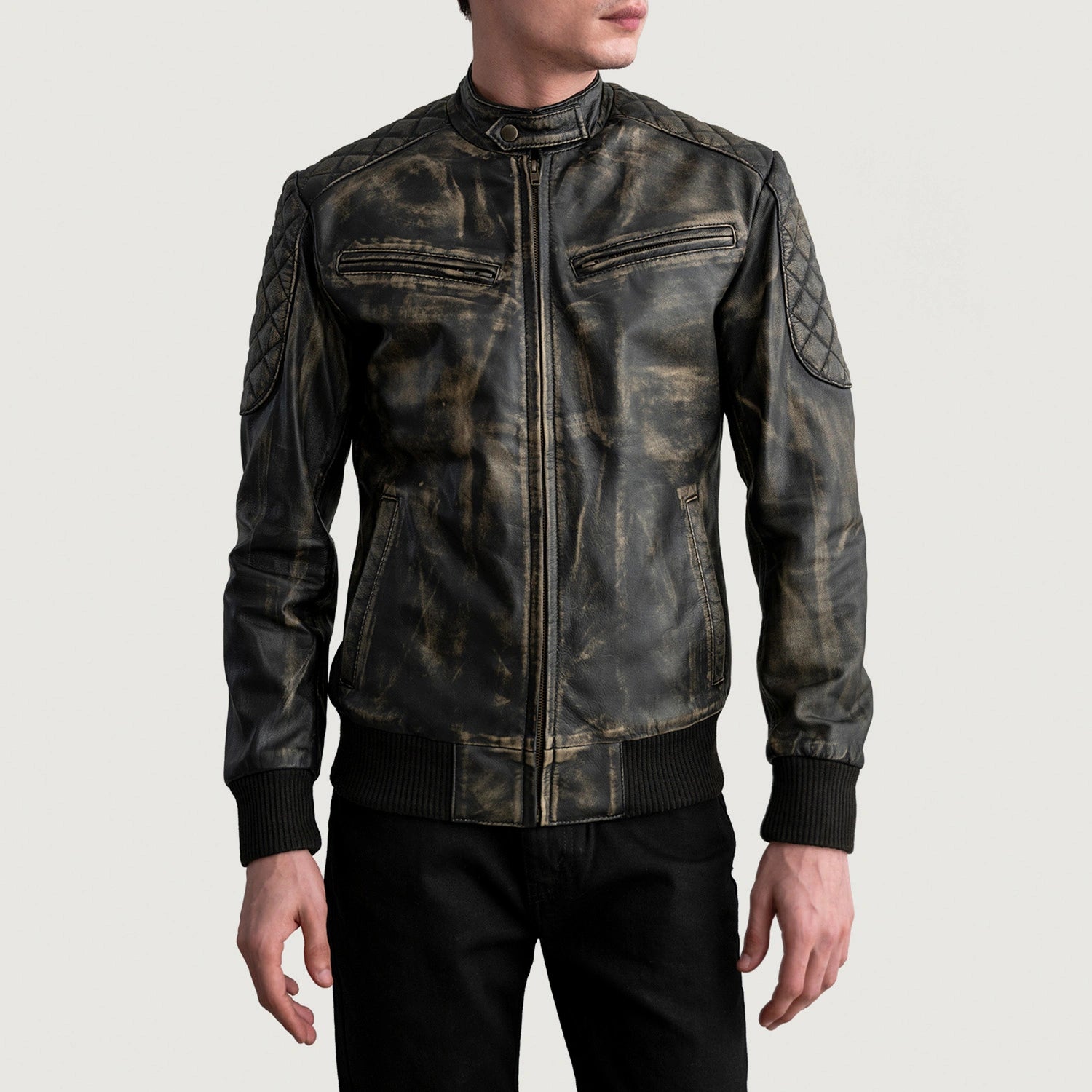 Sven Distressed Brown Leather Bomber Jacket For Men – The Jacket Maker