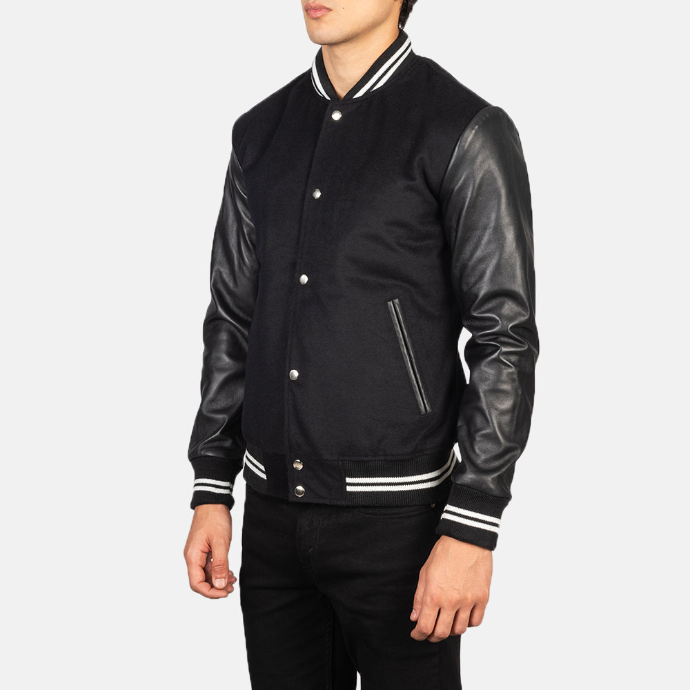 Men's Vaxton Black Striped Hybrid Varsity Jacket – The Jacket Maker