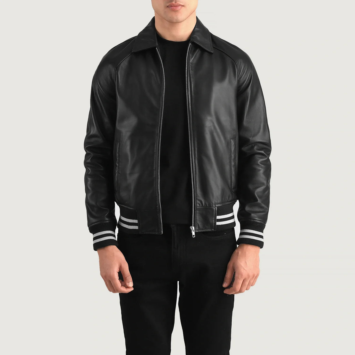Walton Black Leather Varsity Jacket For Men – The Jacket Maker
