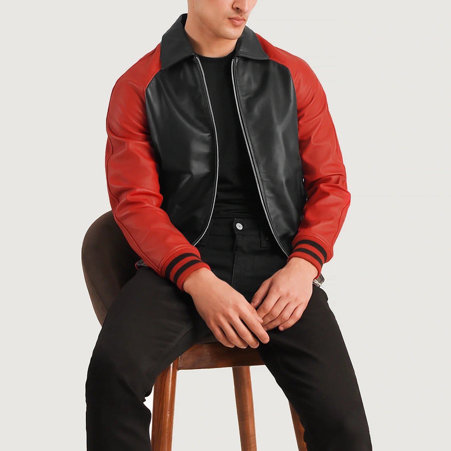Leather varsity jacket mens online