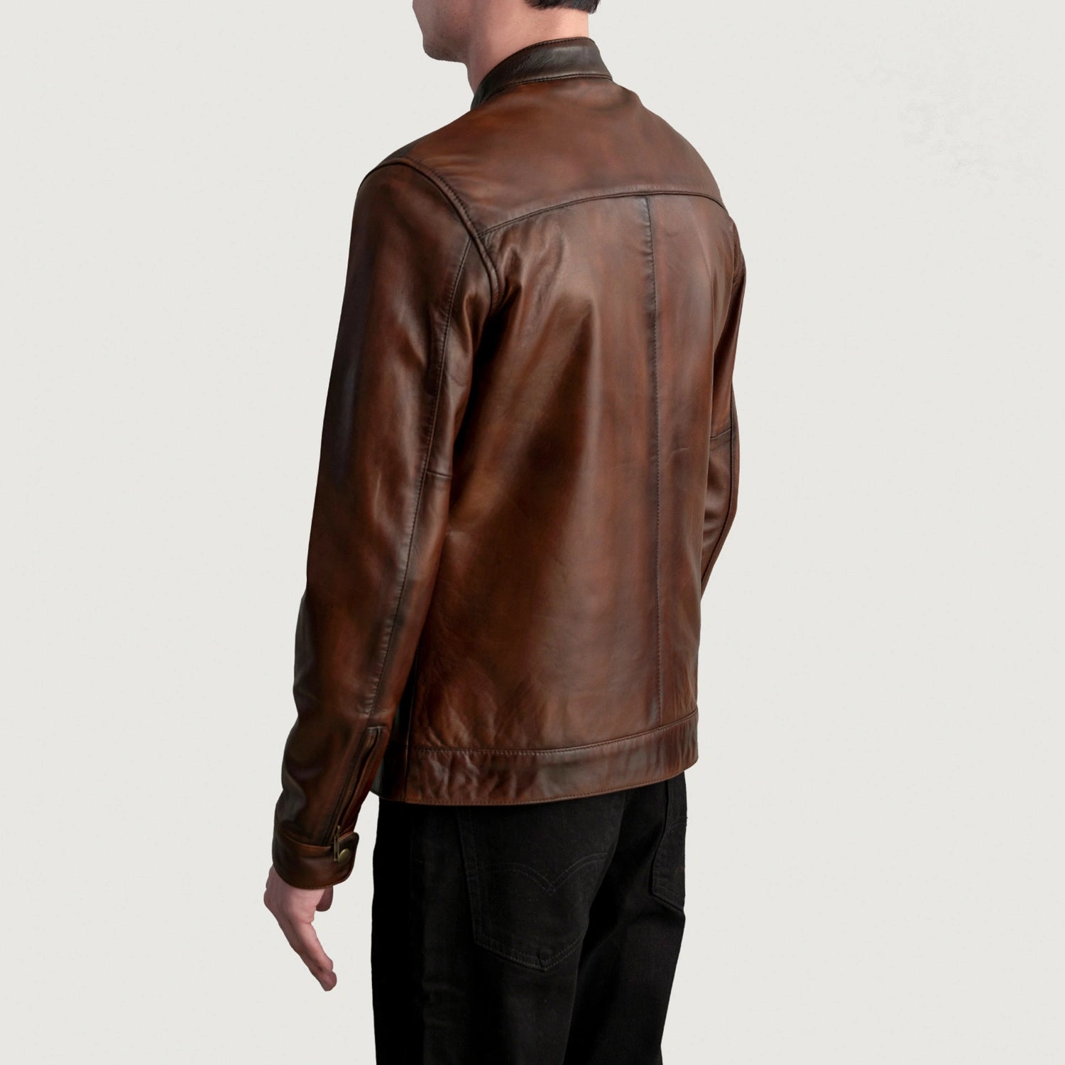 épine leather jacket brown Zen Distressed Brown Leather Biker Jacket For Men – The