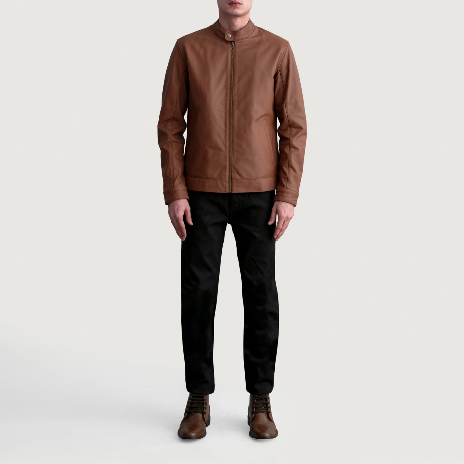 ジャケット・アウター OHOTORO Balmacaan Leather Jacket brown Zen Matte Brown Leather Biker Jacket For Men – The Jacket Maker