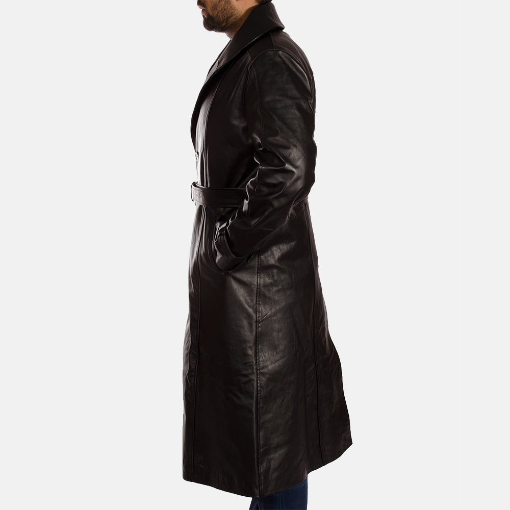 Men's Hooligan Black Leather Trench Coat – The Jacket Maker