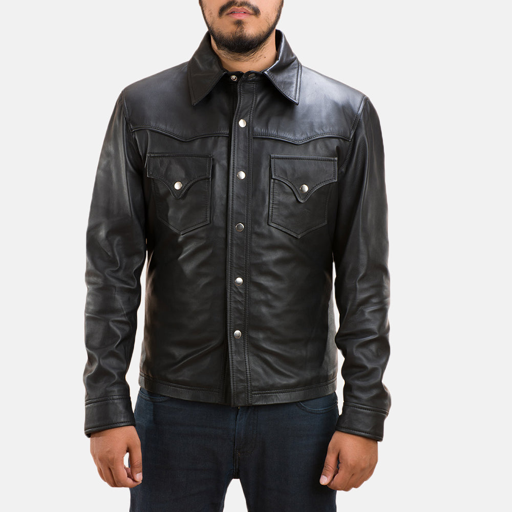 Men's Ranchson Black Leather Shirt – The Jacket Maker