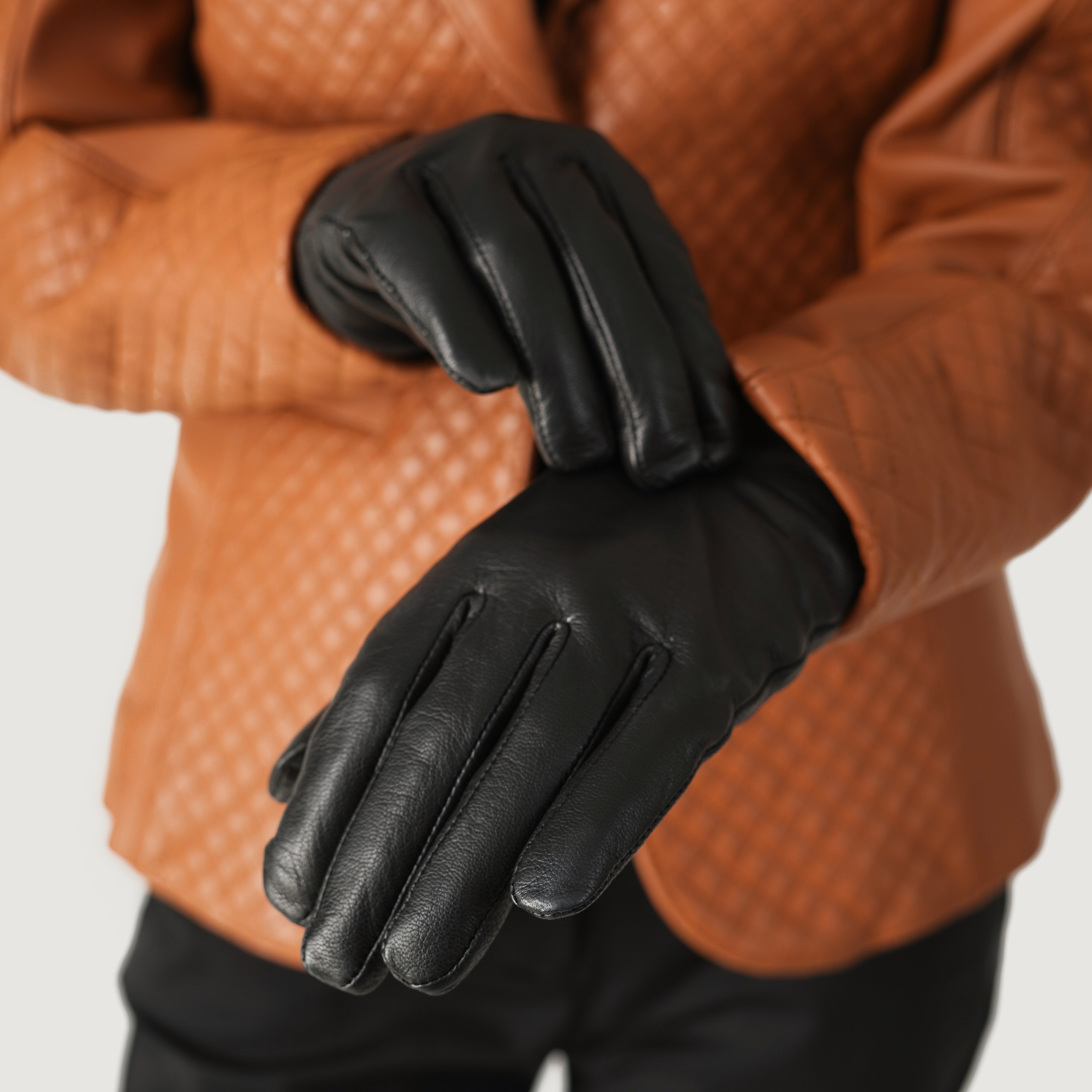 Saltor Black Leather Dress Gloves For Women - The Jacket Maker Canada Saltor Black Leather Dress Gloves For Women - The Jacket Maker Canada