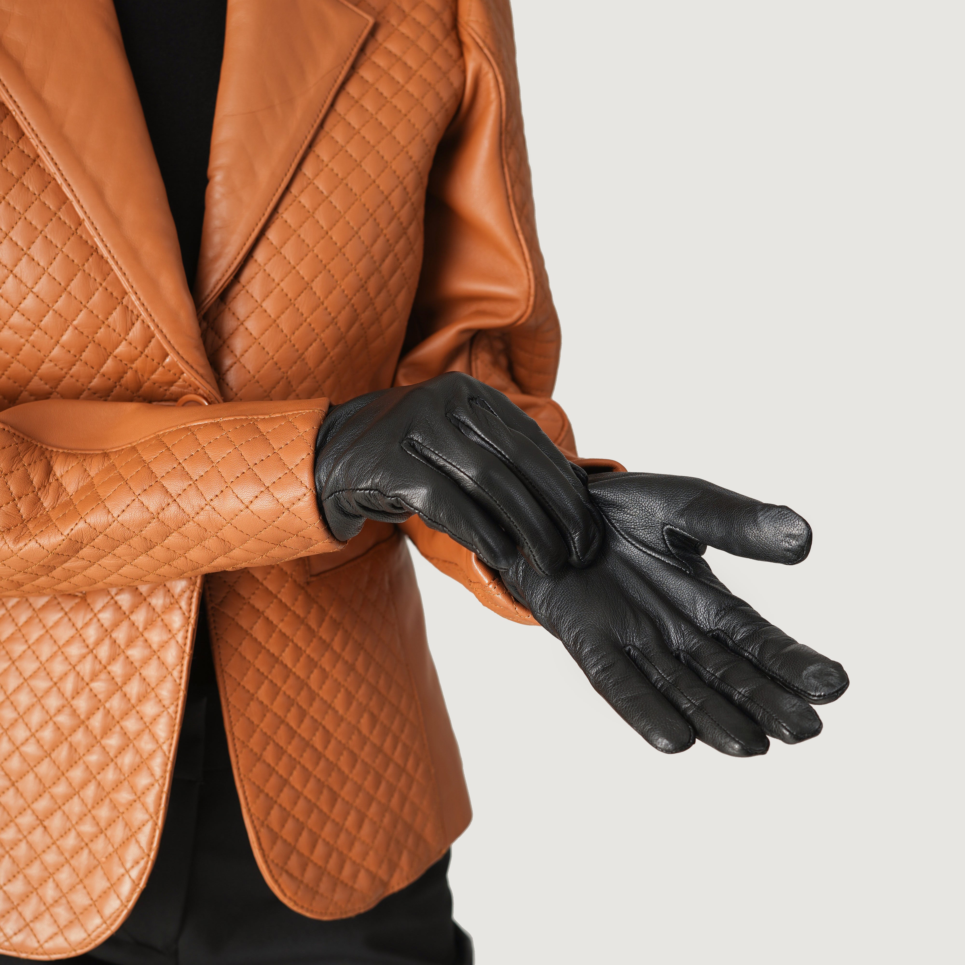 Saltor Black Leather Dress Gloves For Women - The Jacket Maker Canada Saltor Black Leather Dress Gloves For Women - The Jacket Maker Canada