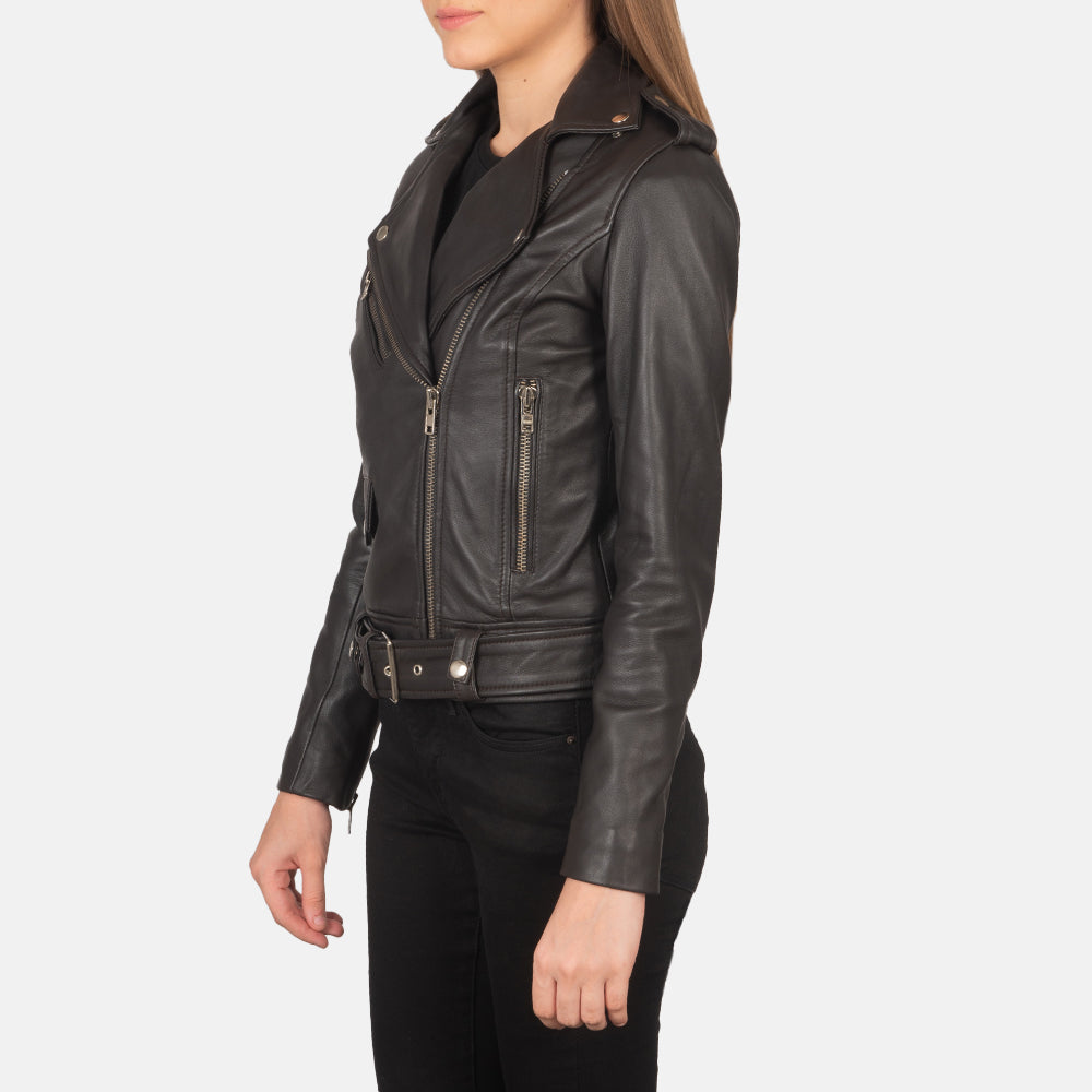 Women's Alison Brown Leather Biker Jacket – The Jacket Maker