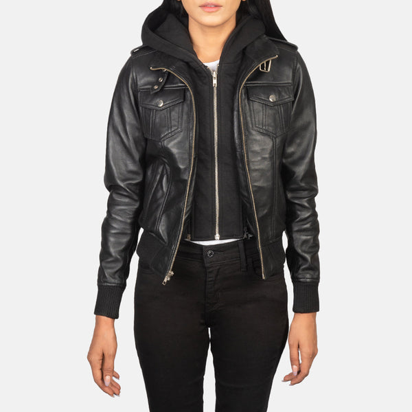 【BALR.】2way HOODED LEATHER BOMBER JACKET Men's Bravado Black Hooded Leather Bomber Jacket – The Jacket Maker