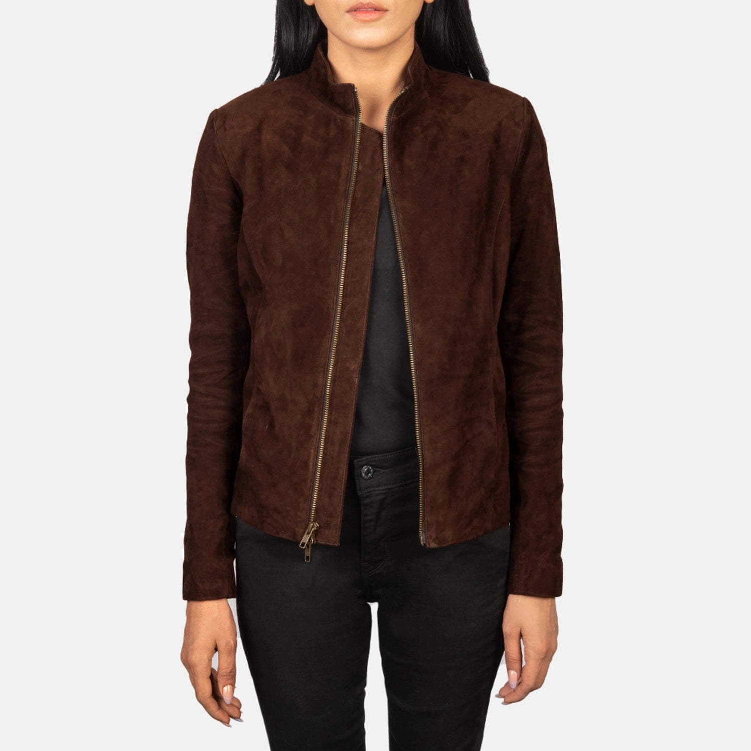 Black suede jacket womens discount