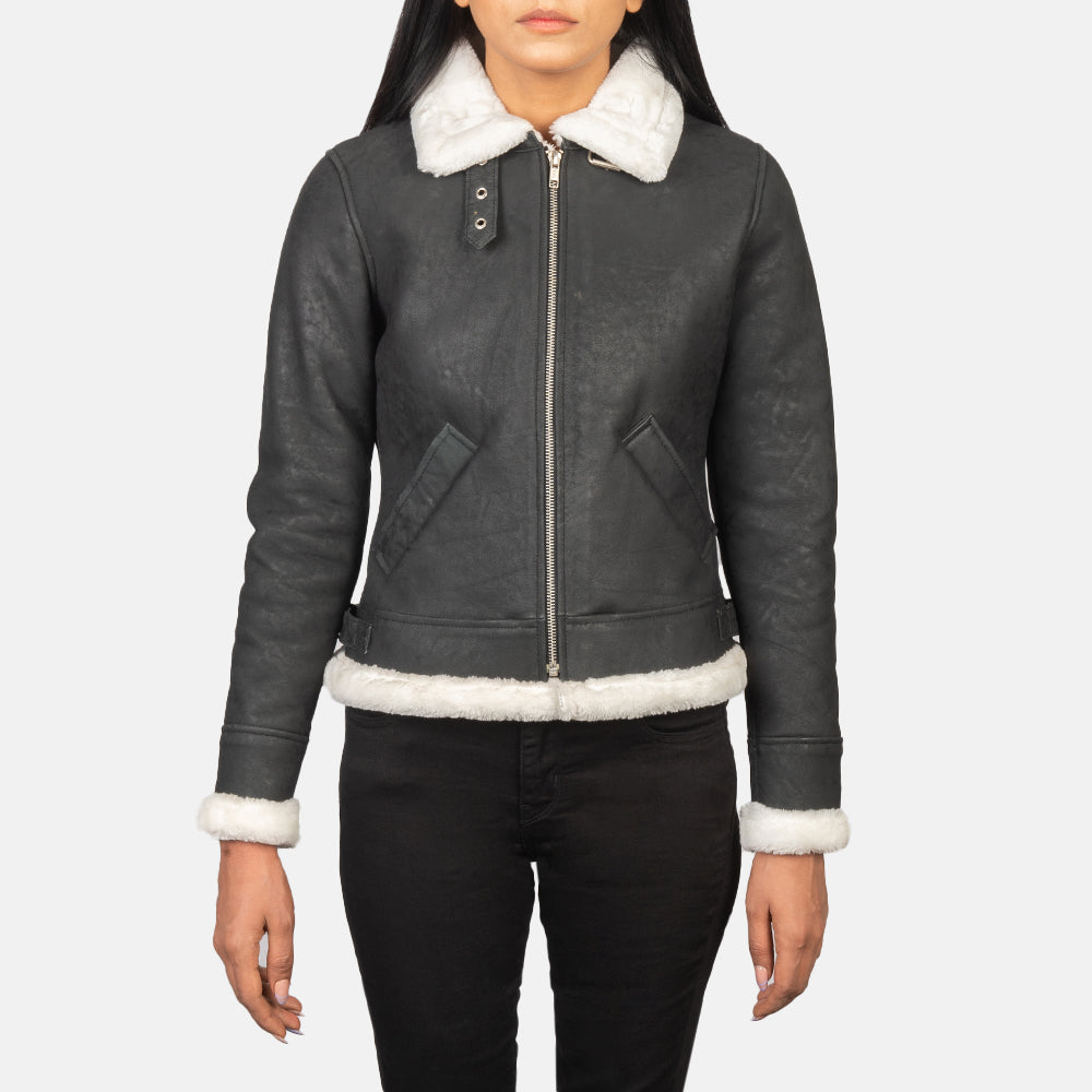 Ladies leather aviator jacket cheap
