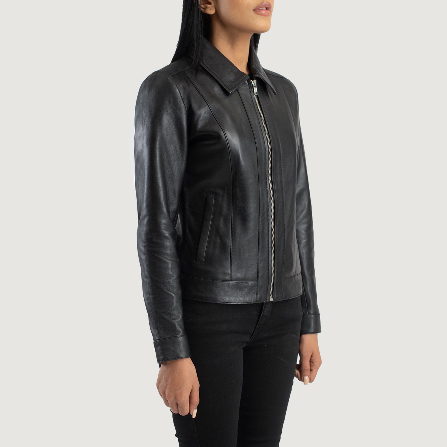 Women's Vixen Black Classic Collar Leather Jacket – The Jacket Maker