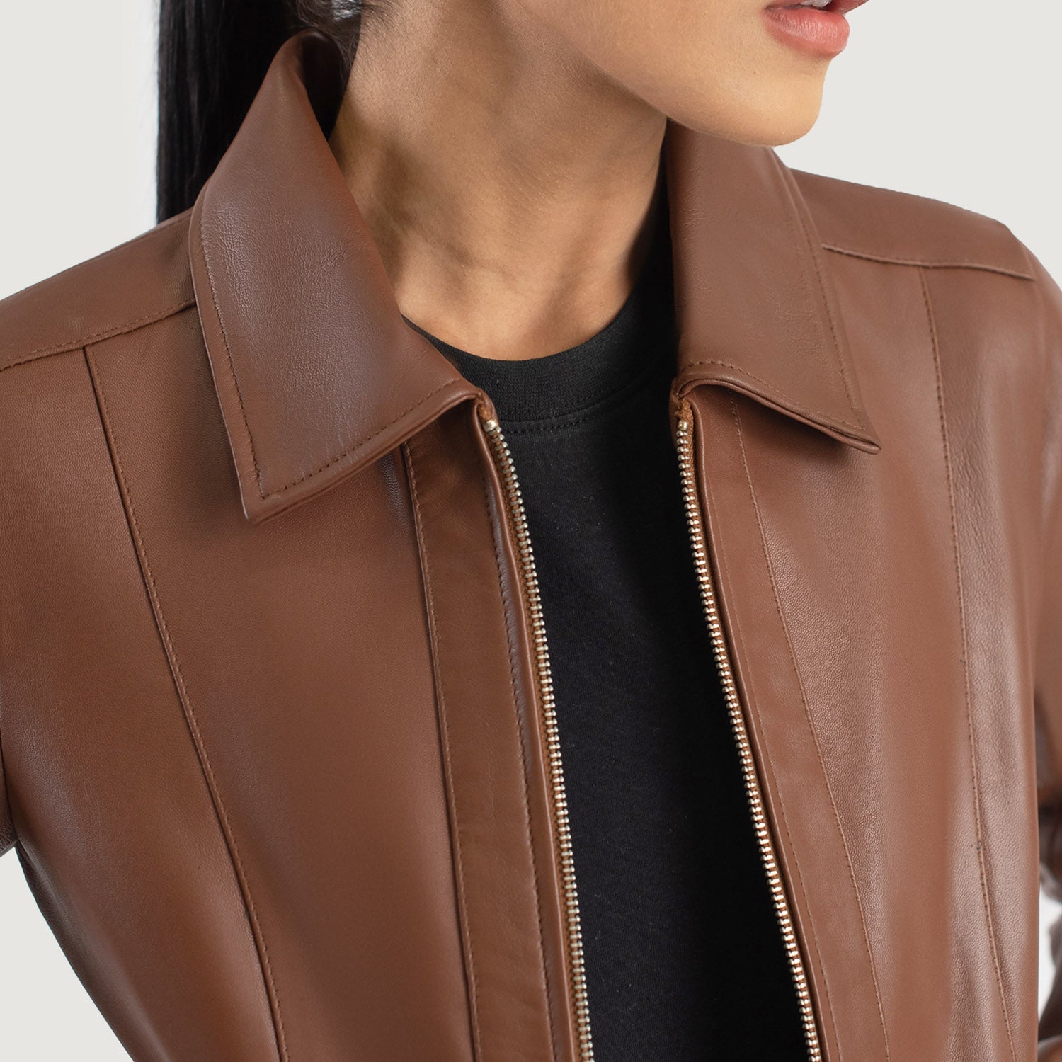 Women's Vixen Brown Classic Collar Leather Jacket – The Jacket Maker